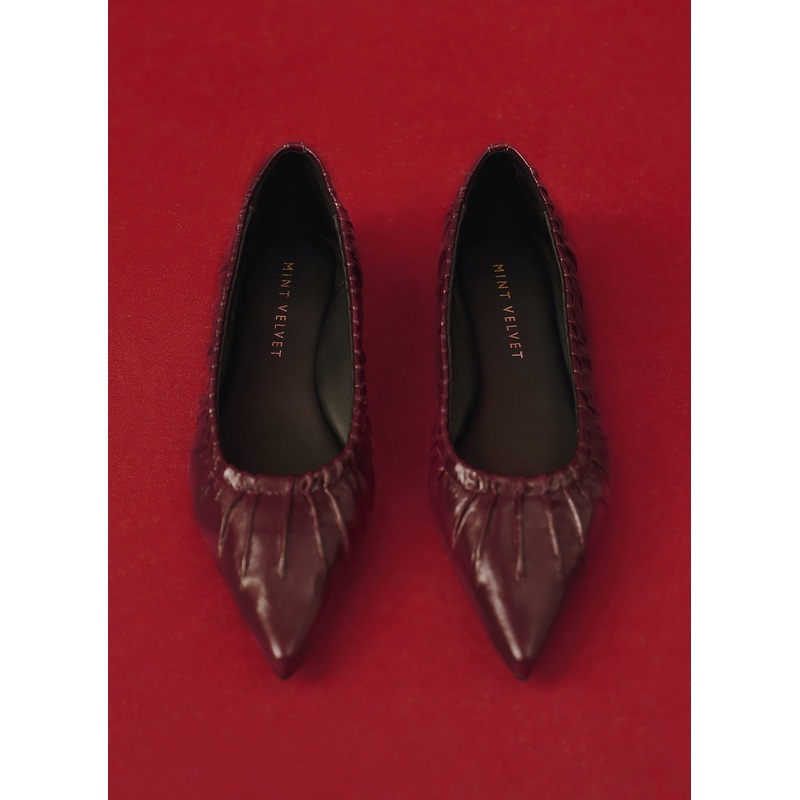Arella Burgundy Leather  Flat Pumps 3 UK 36 EU