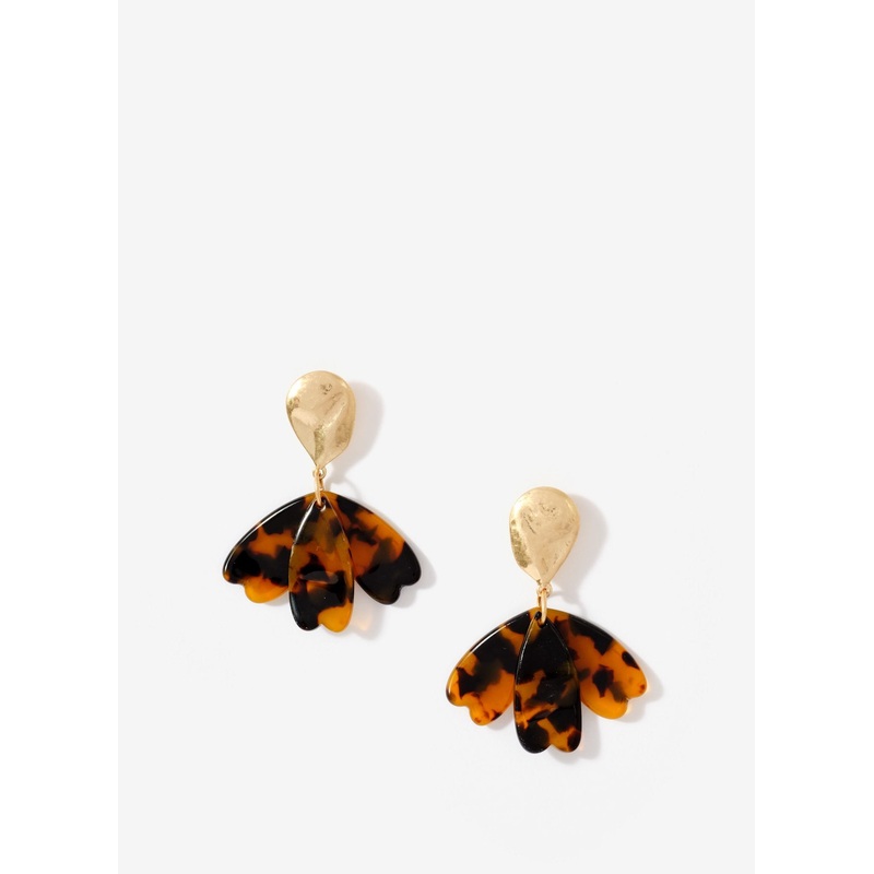 Brown Resin Floral Drop Earrings ONE SIZE
