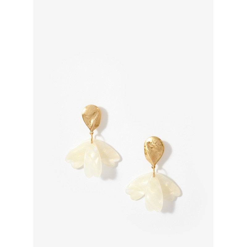Cream Resin Floral Drop Earrings ONE SIZE