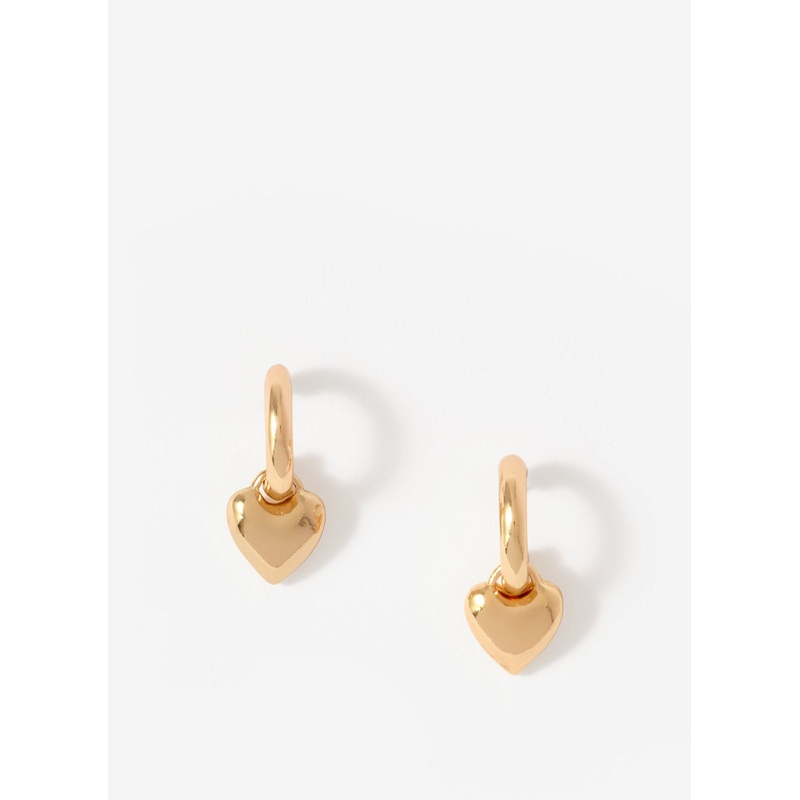 Gold Tone Heart Hoop Earrings ONE SIZE