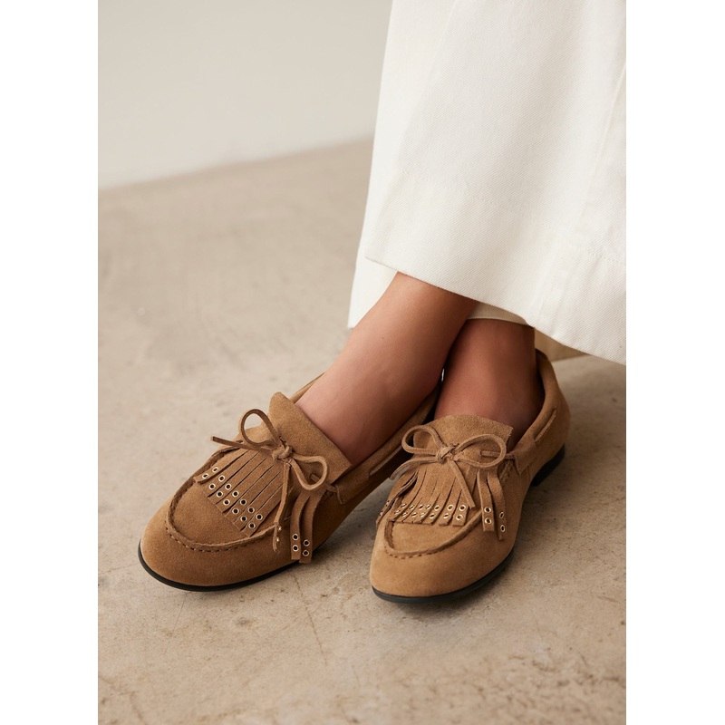 Melba Neutral Suede Loafers 3 UK 36 EU