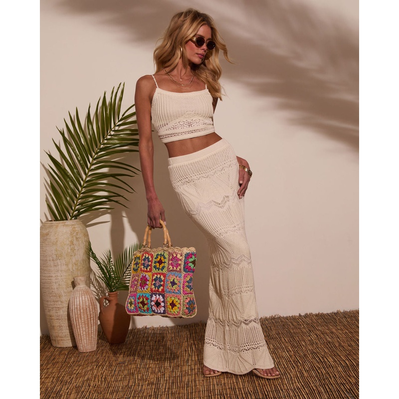 Sip Slow Crochet Maxi Skirt Cream XS