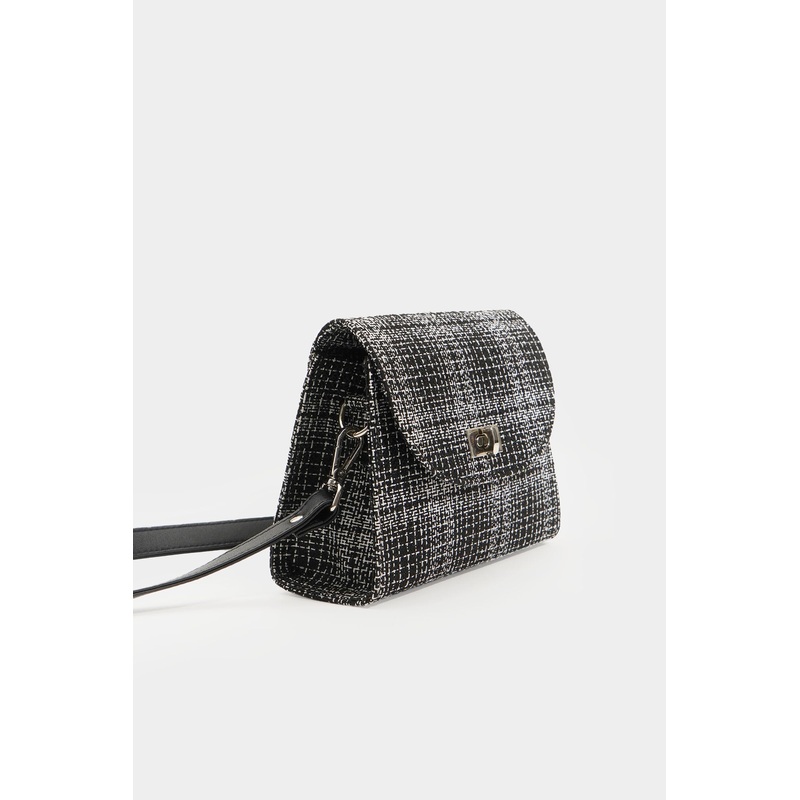 Tweed Sling Bag Black Free Size