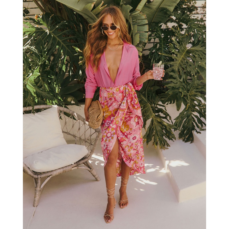 Alissa Floral Wrap Skirt Pink S