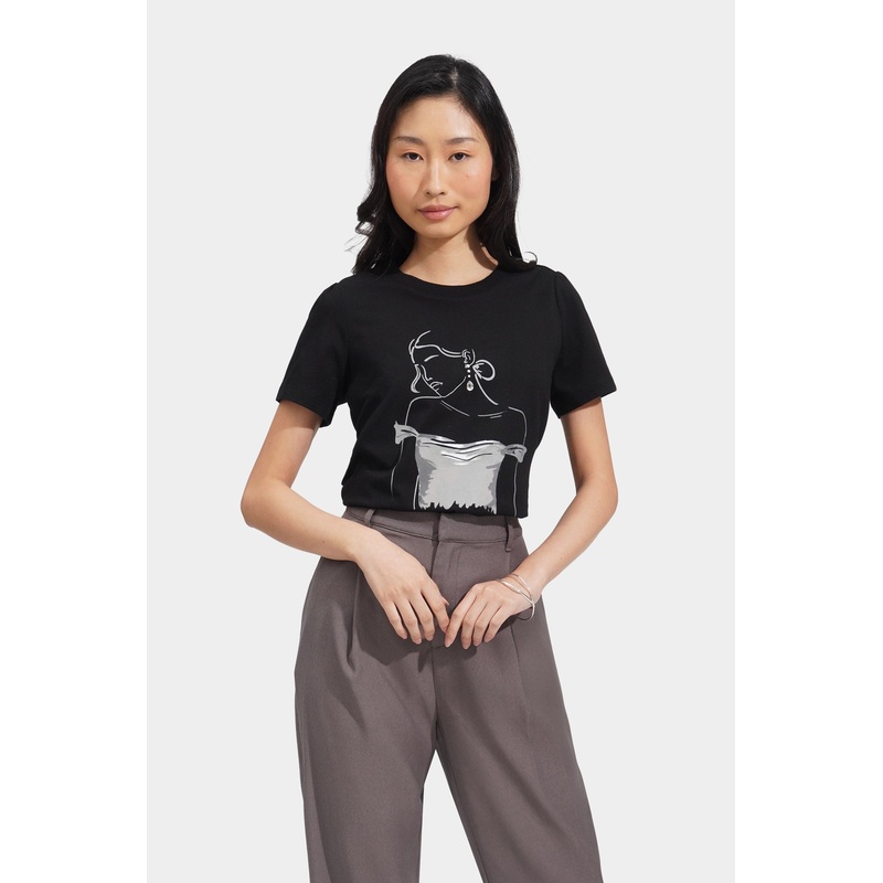 Bedazzled Woman Graphic Tee Black Extra Small