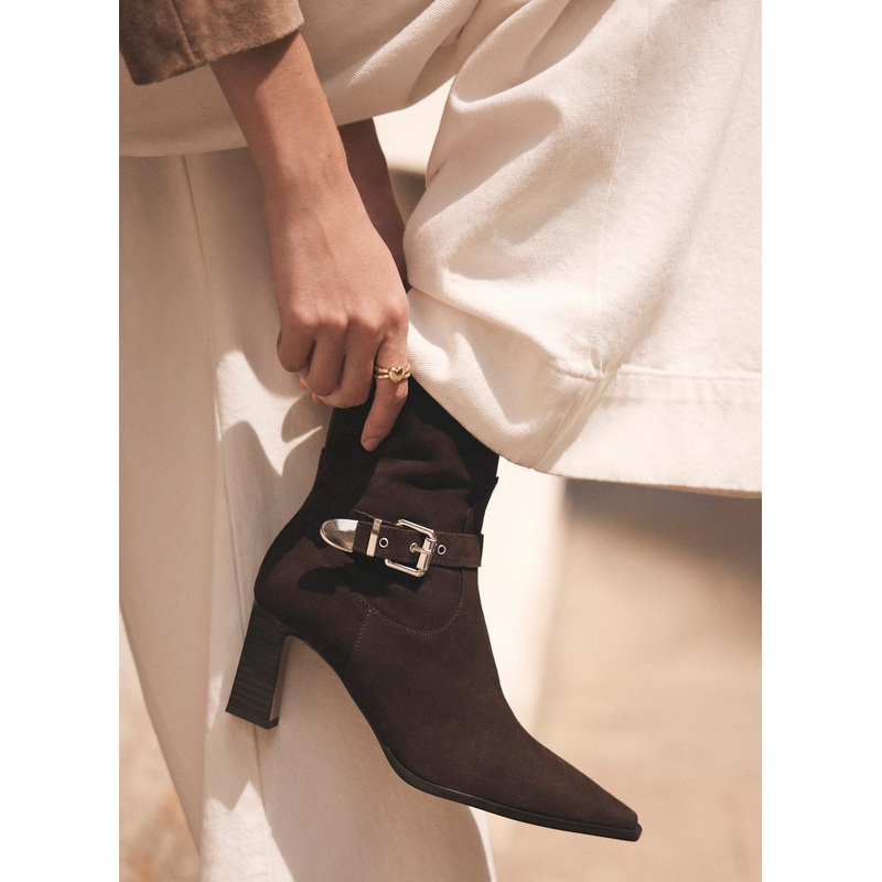 Blair Brown Suede Buckled Ankle Boots 3 UK 36 EU