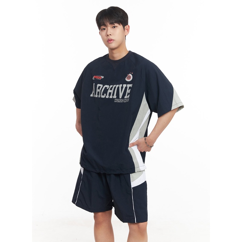 Men’s Archive Graphic String Sports T-Shirt IA525 Dark blue M/L