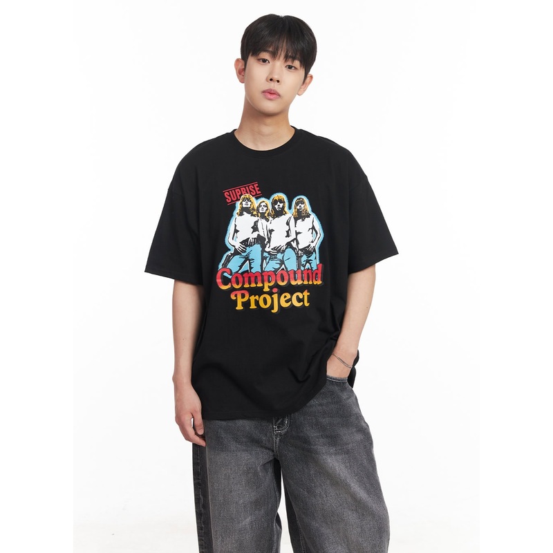 Men’s Compound Graphic Oversize T-Shirt IA525 Black M/L