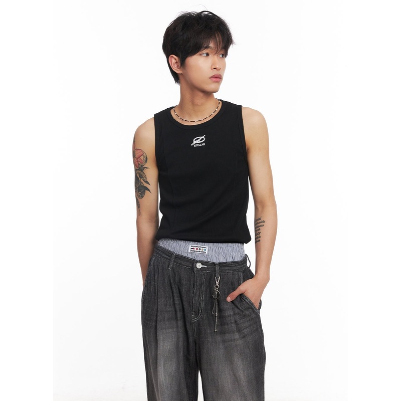 Men’s Logo Slim Tank Top IY508 Black M/L