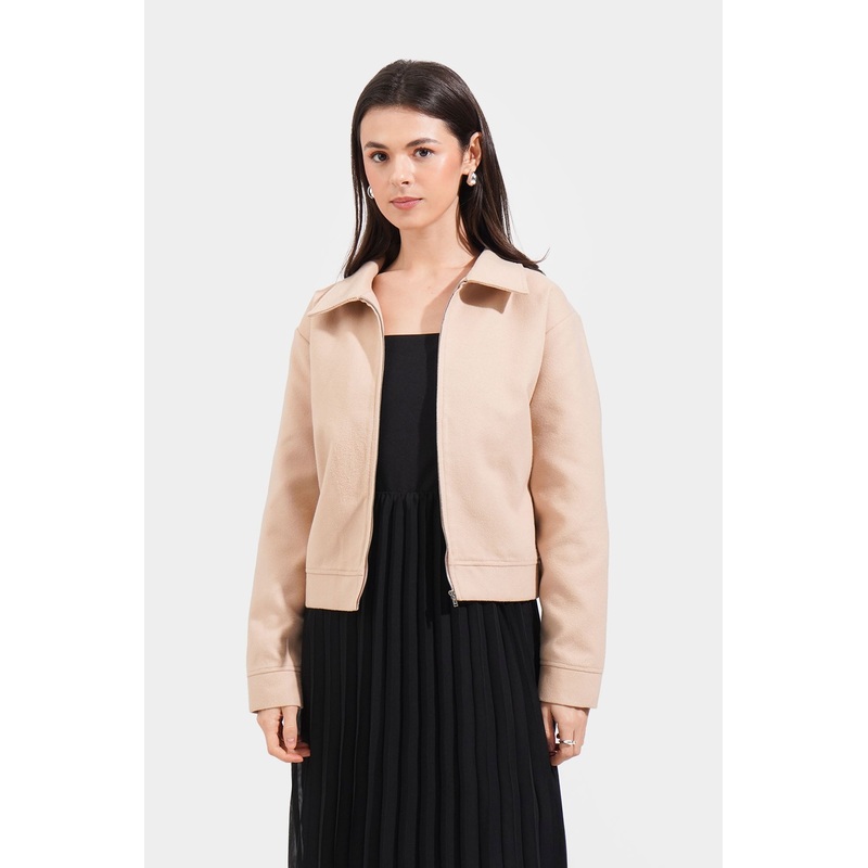 Zip Up Jacket Taupe Extra Small