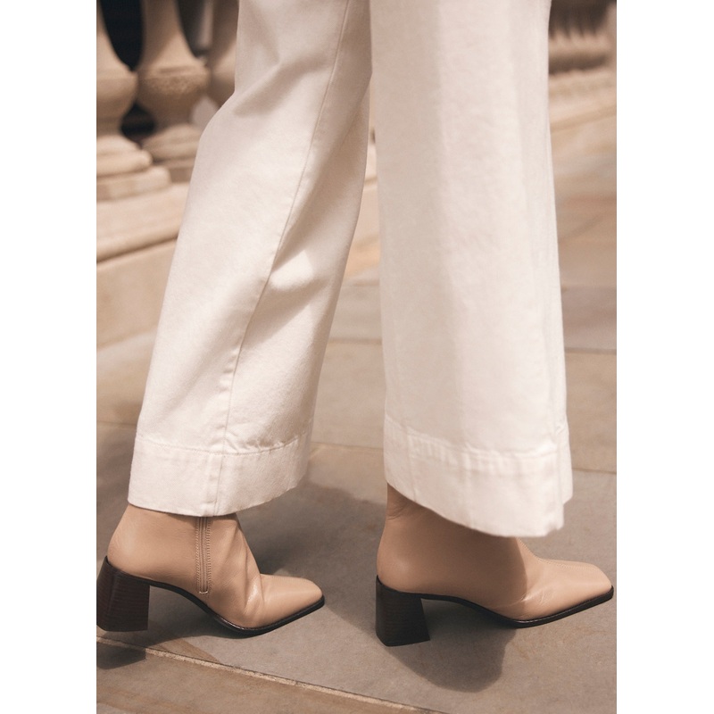 Aria Neutral Leather Ankle Boots 3 UK 36 EU