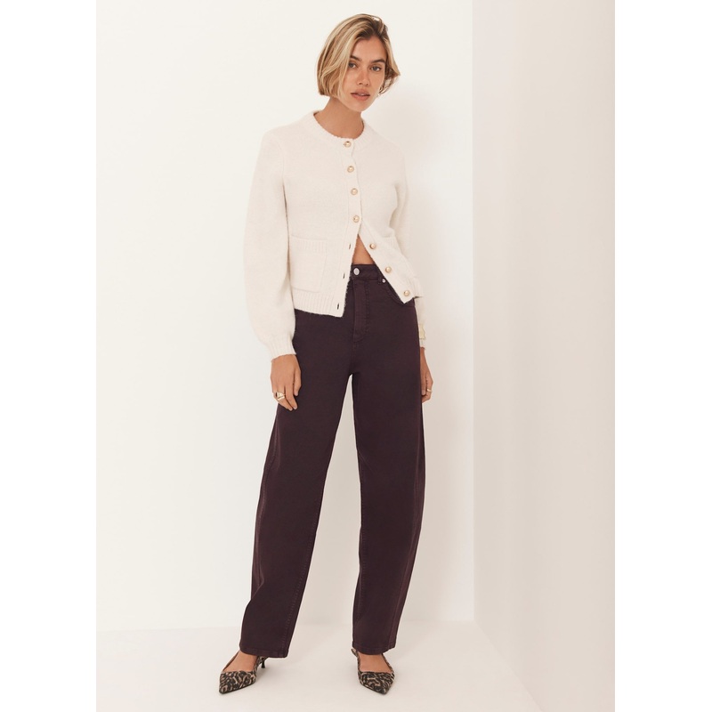 Burgundy Barrel Leg Jeans Short 06