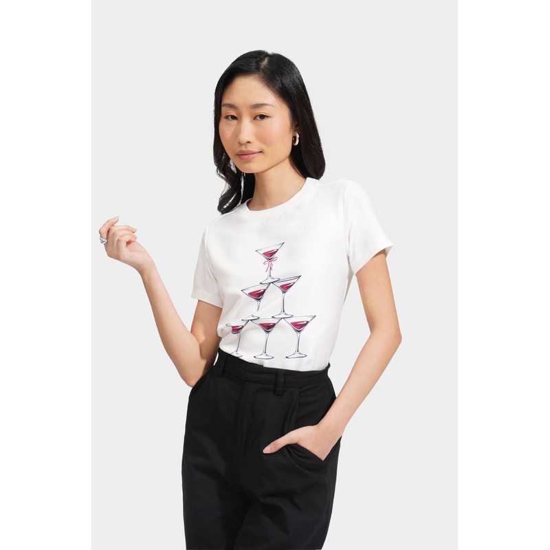 Cocktail Tower Graphic Tee Off White Extra Small