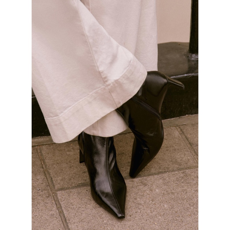 Macy Black Mid Heel Ankle Boots 3 UK 36 EU