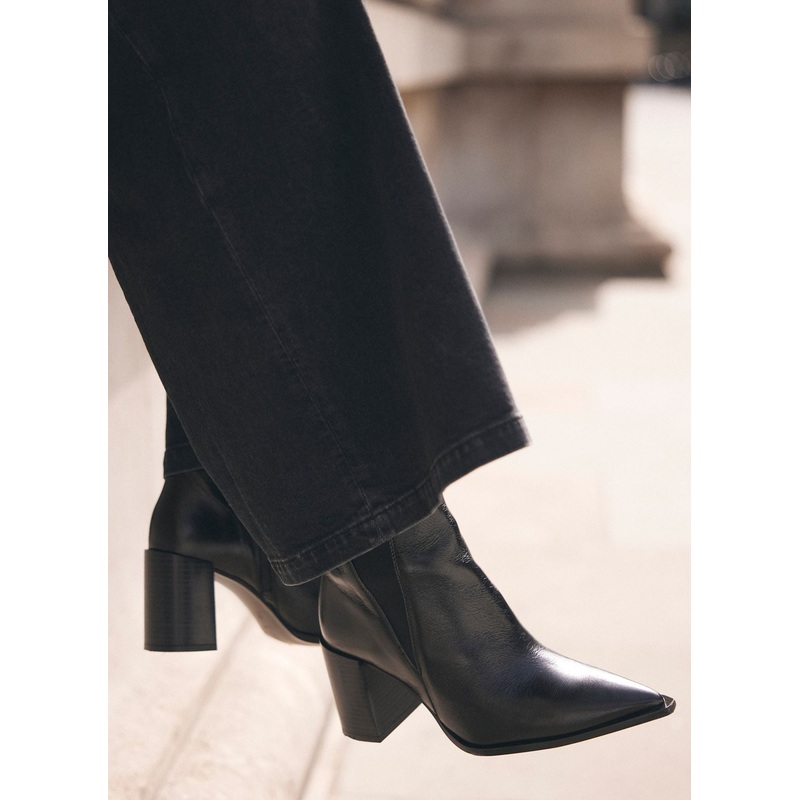 Noa Black Patent Block Heel Boots 3 UK 36 EU