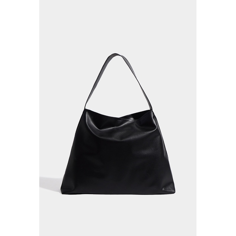 Leather Structured Shoulder Bag Black Free Size