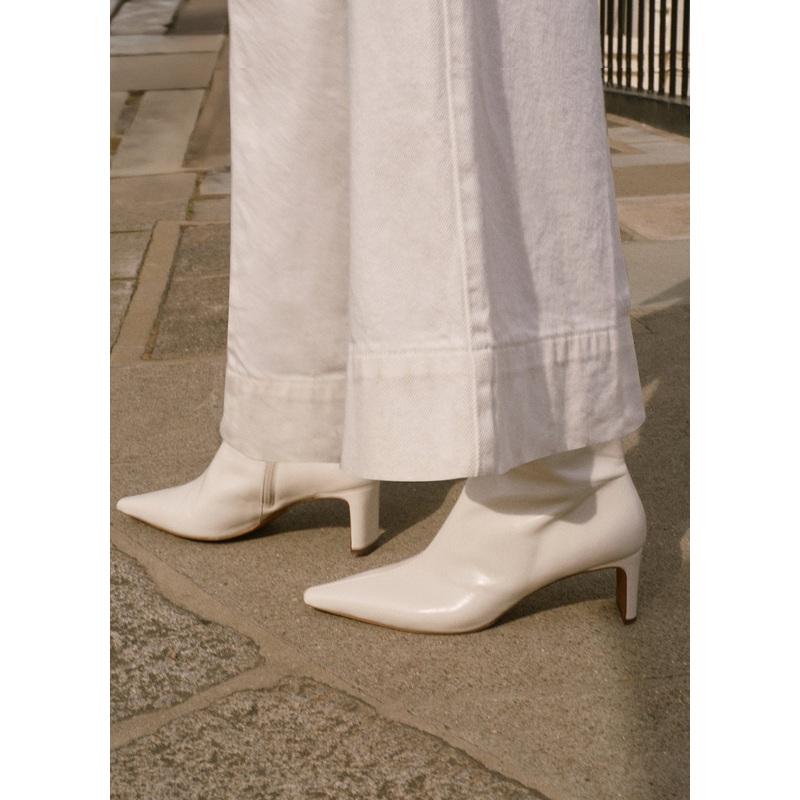 Macy White Leather Ankle Boots 3 UK 36 EU