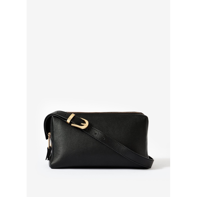 Safi Black Leather Shoulder Bag ONE SIZE