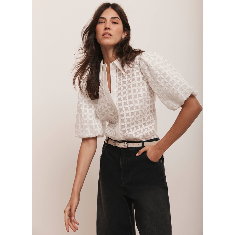 White Petal Detail Shirt XS