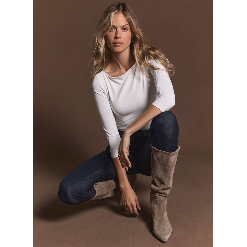 White Slash Neck Layering Top XS