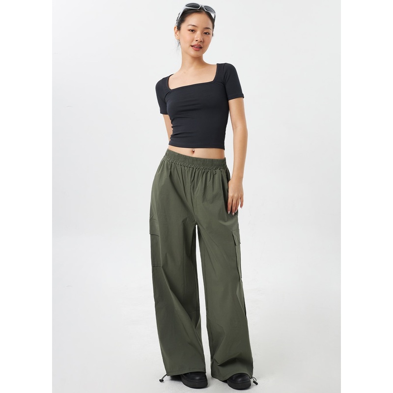 Wide Cargo Track Pants CY308 Beige S/M