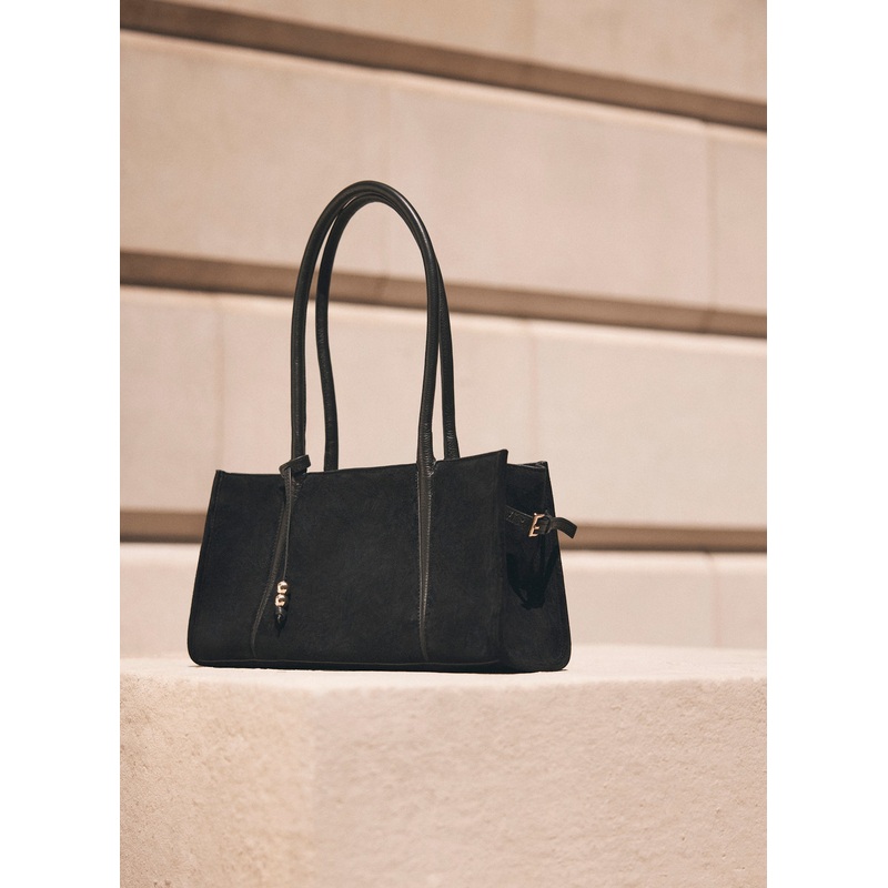 Zita Black Suede Shoulder Bag ONE SIZE
