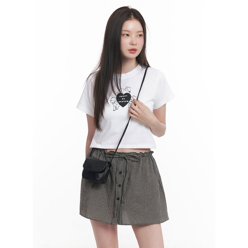 Angel Graphic Crop Top IY513 White S/M