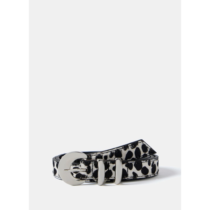 Animal Print Textured Leather Belt S