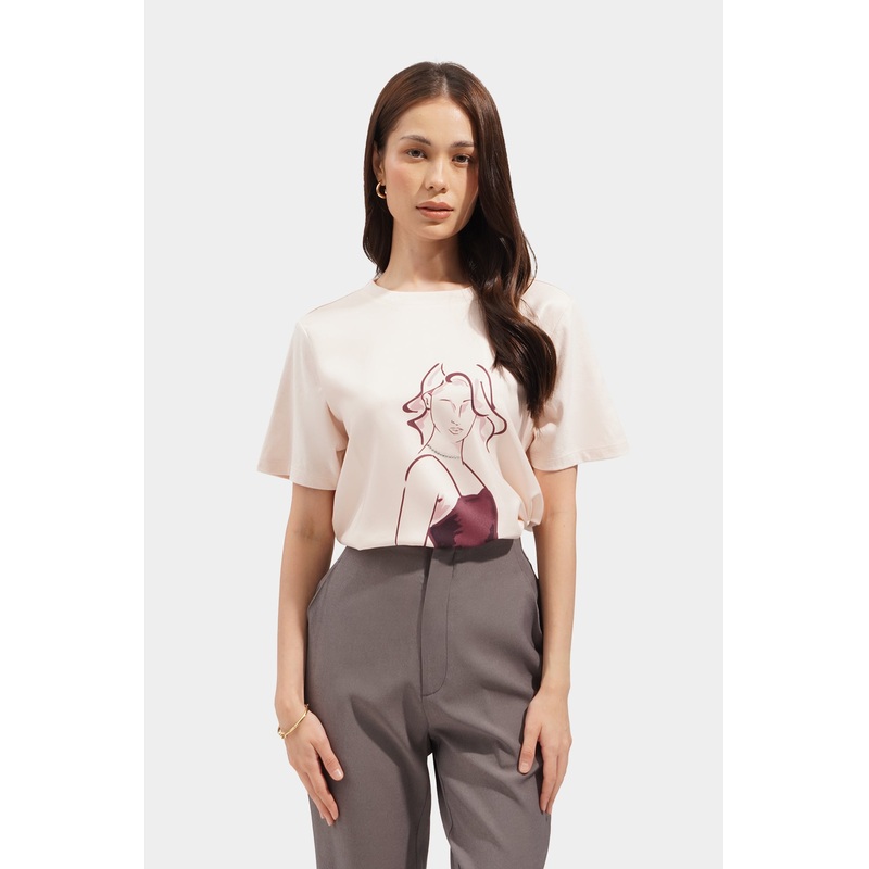 Bedazzled Woman Graphic Tee Cream Extra Small