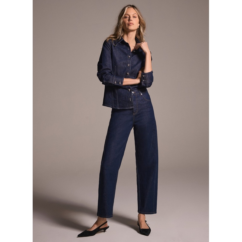 Dark Indigo Barrel Leg Jeans Short 06