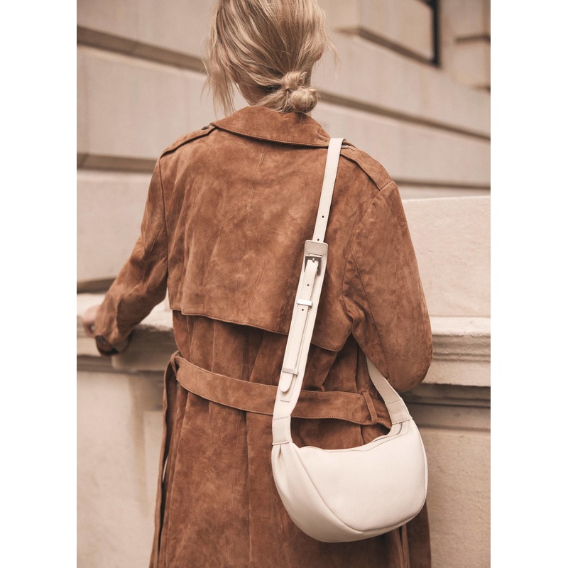 Dolly White Leather Scoop Sling Bag ONE SIZE