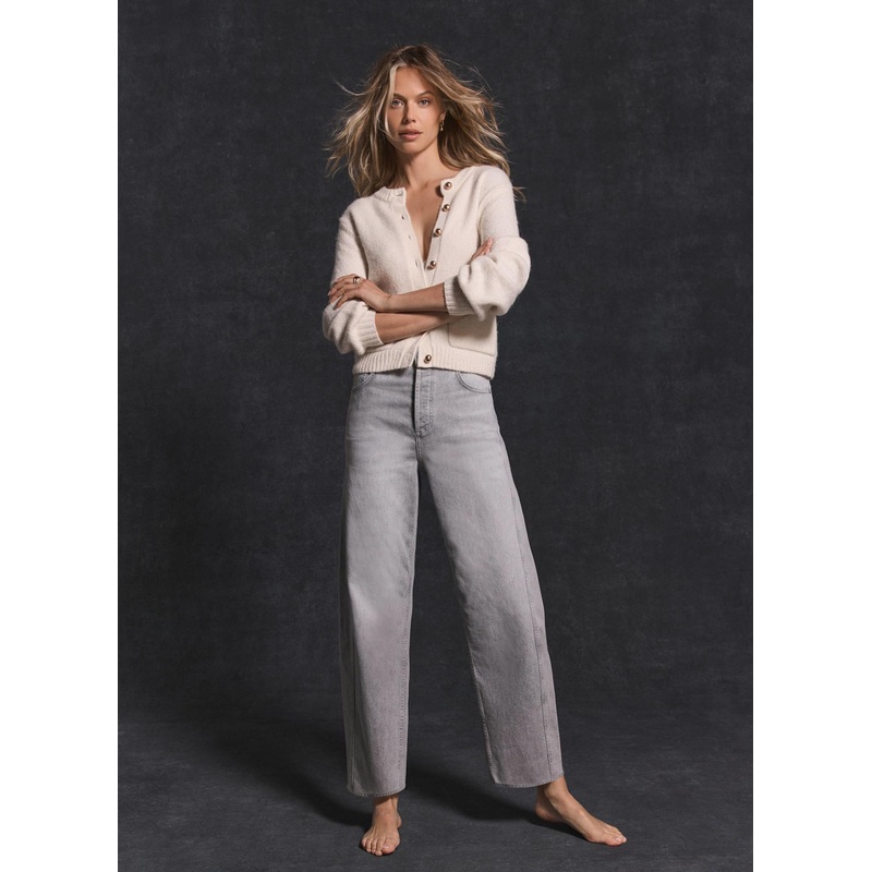 Grey Tapered Barrel Leg Jeans Short 06