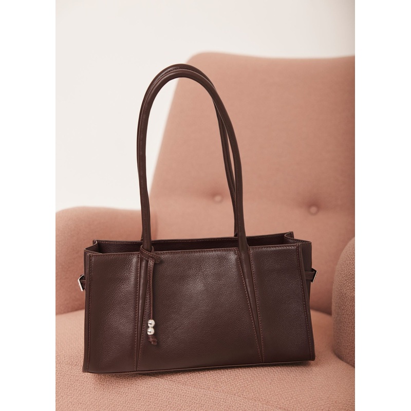 Zita Burgundy Leather Shoulder Bag ONE SIZE