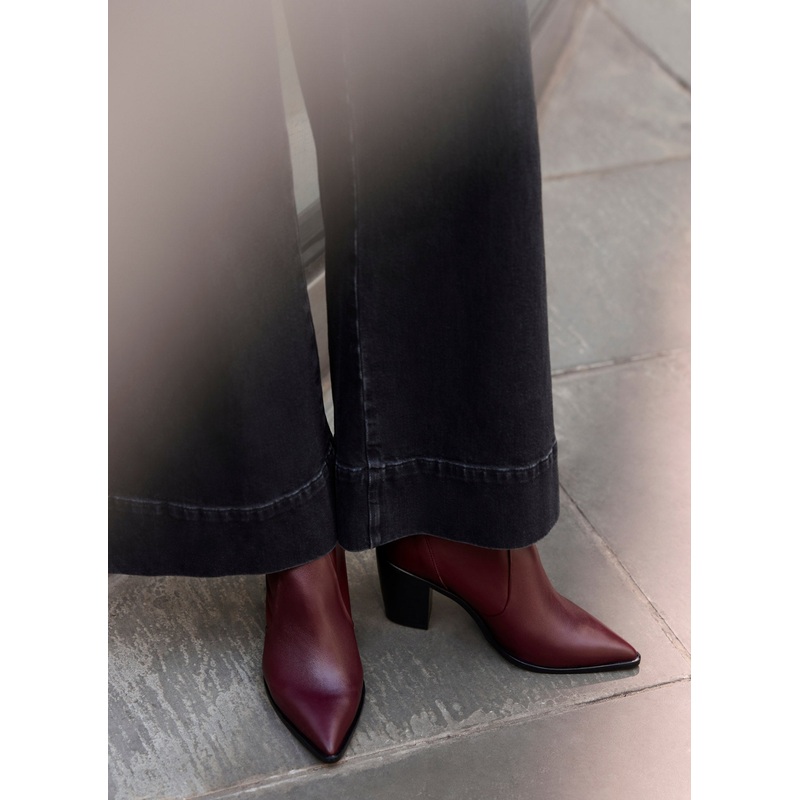 Amy Burgundy Leather Ankle Boots 3 UK 36 EU