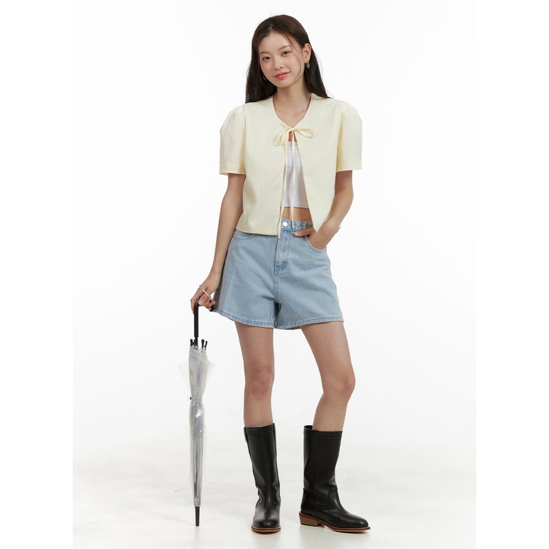 Basic Denim Light Washed Shorts OU411 Light blue S