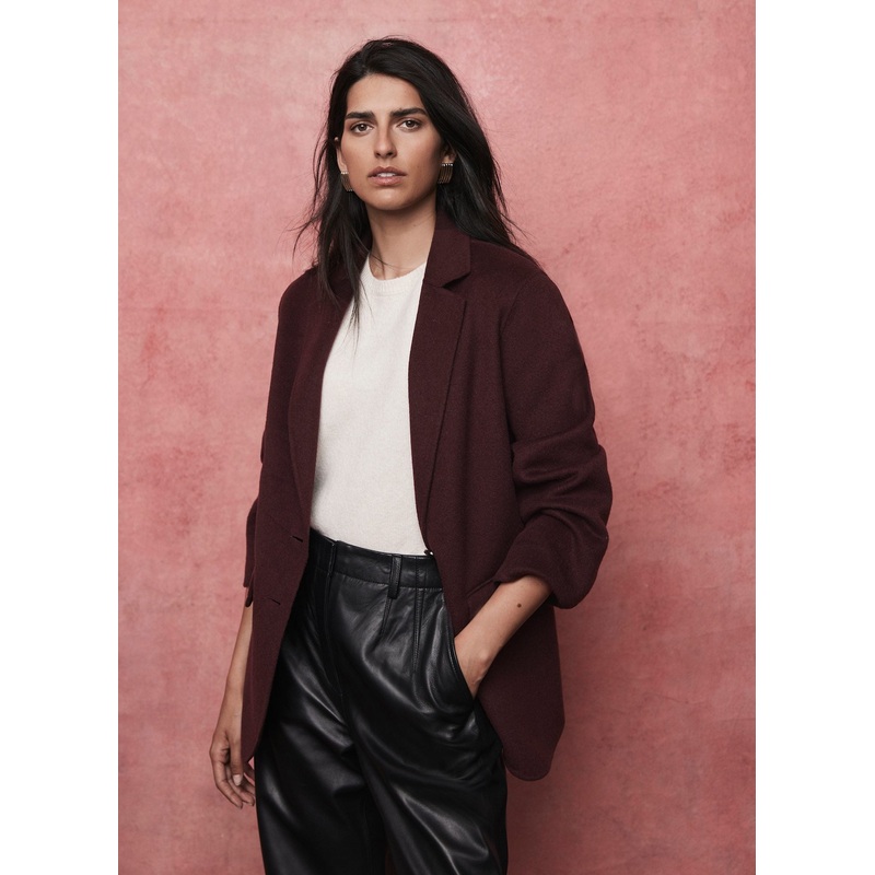 Burgundy Wool Blend Hand Finished Blazer XS