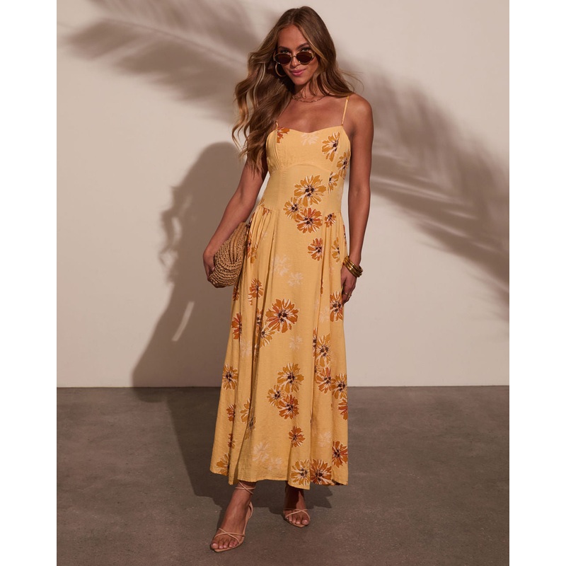 Chase The Sun Floral Maxi Dress Orange S