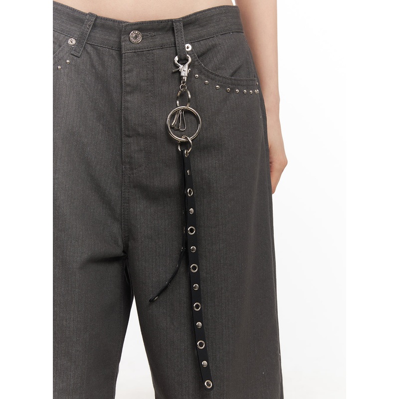 Eyelet Belt Keyring IY516 Black One Size