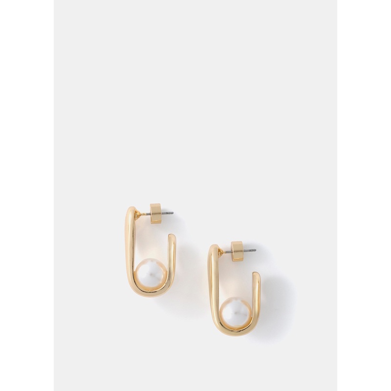 Gold Tone Pearl Earrings ONE SIZE