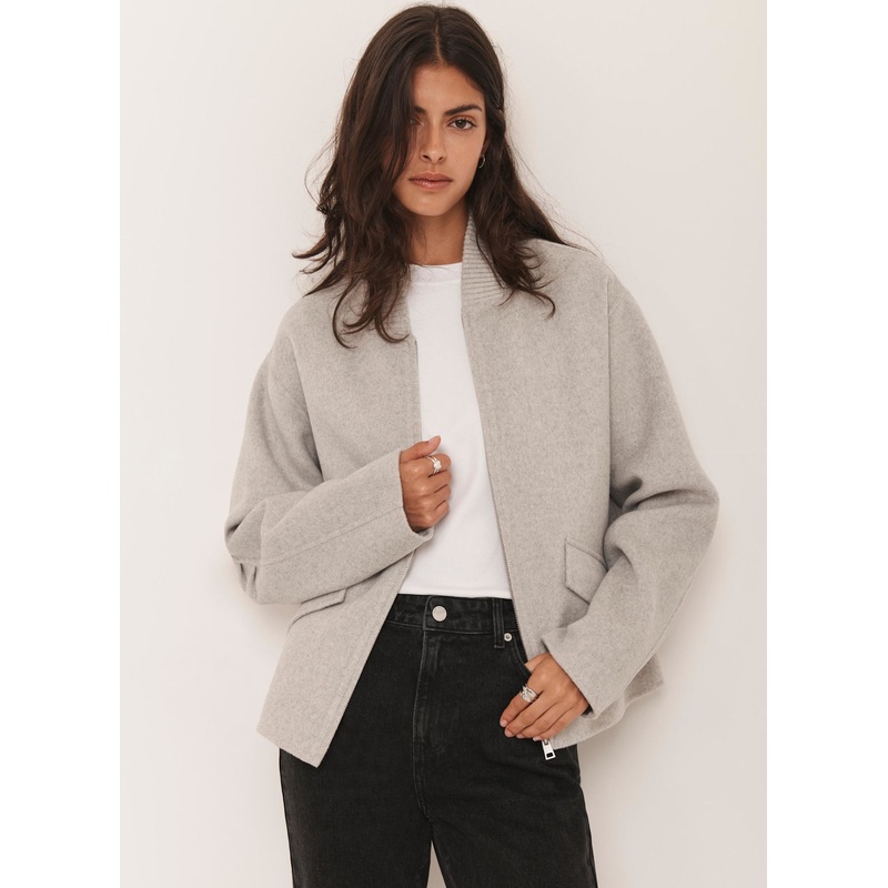 Grey Minimalist Wool Jacket XS