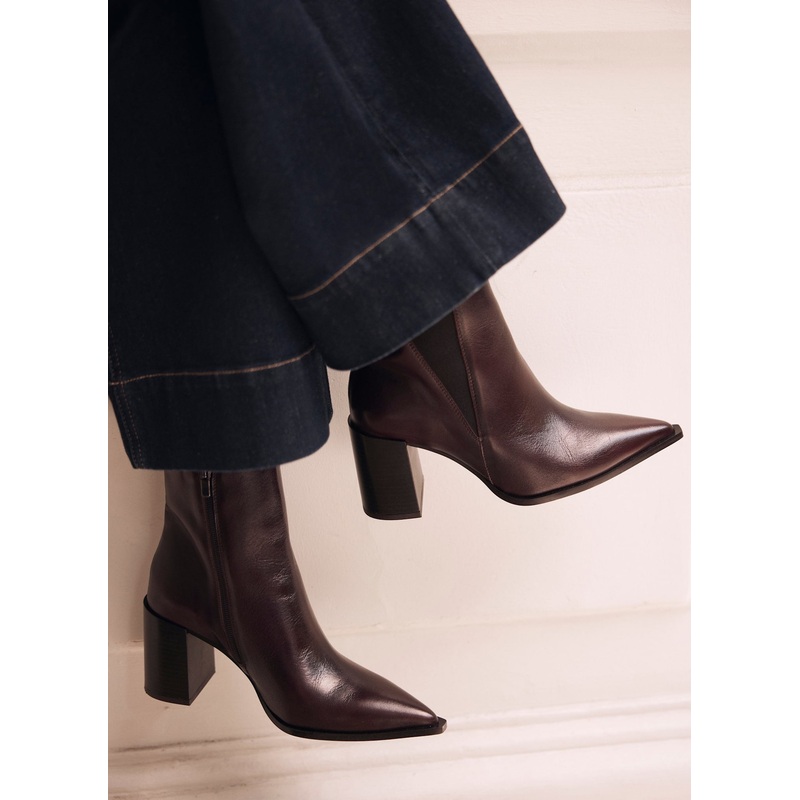 Noa Burgundy Patent Block Heel Boots 3 UK 36 EU