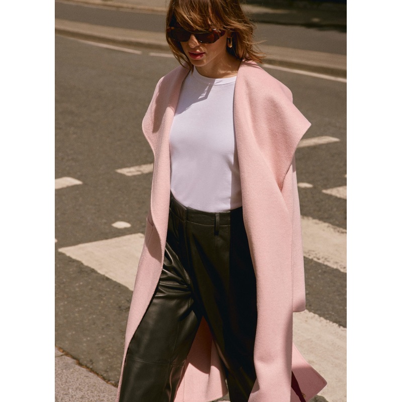 Pink Wool Blend Hand Finished Coat XS