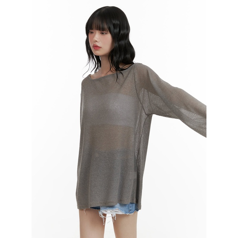 Sheer Bliss Long Sleeve Sweater CU413 Gray S/M