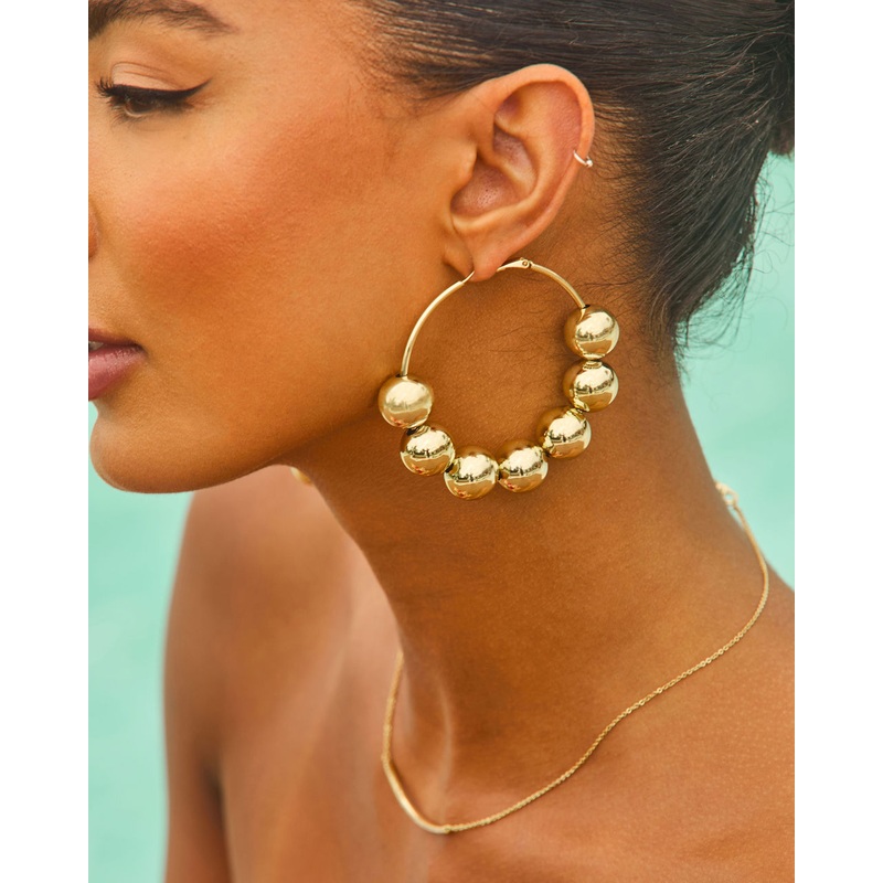 Sunkissed Bliss Bauble Hoop Earrings Gold O/S