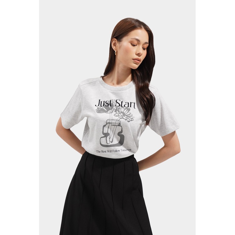 Just Start Graphic Tee Gray Extra Small