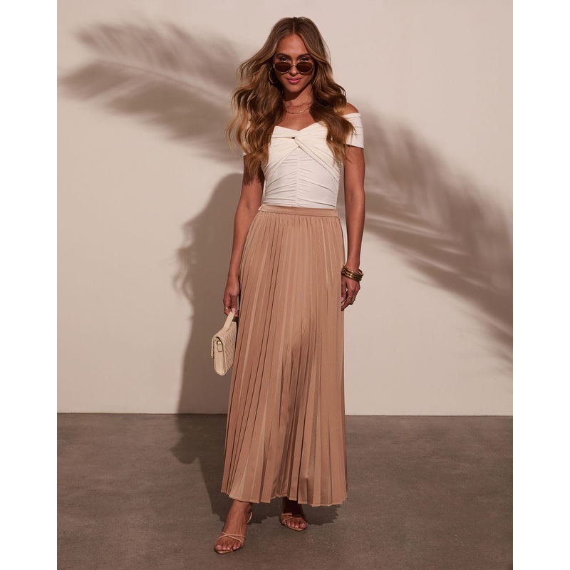 Samina Pleated Maxi Skirt Sand XS