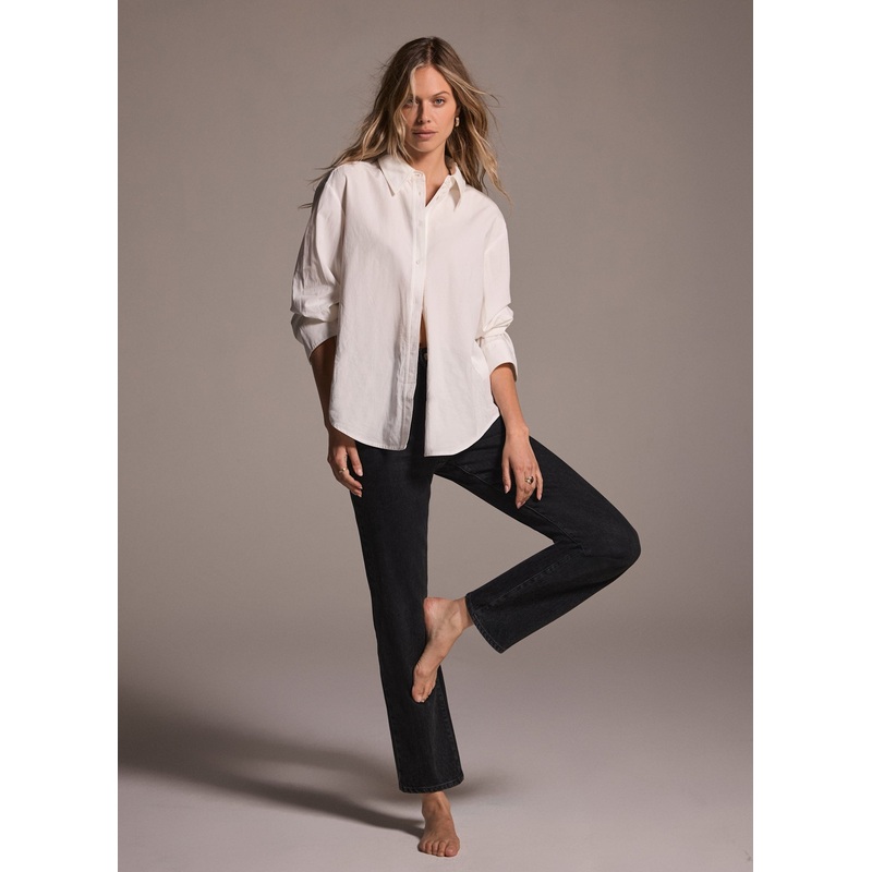 Washed Black Straight Leg Jeans Short 06