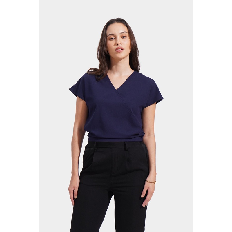 Wrap Blouse Navy Blue Extra Small