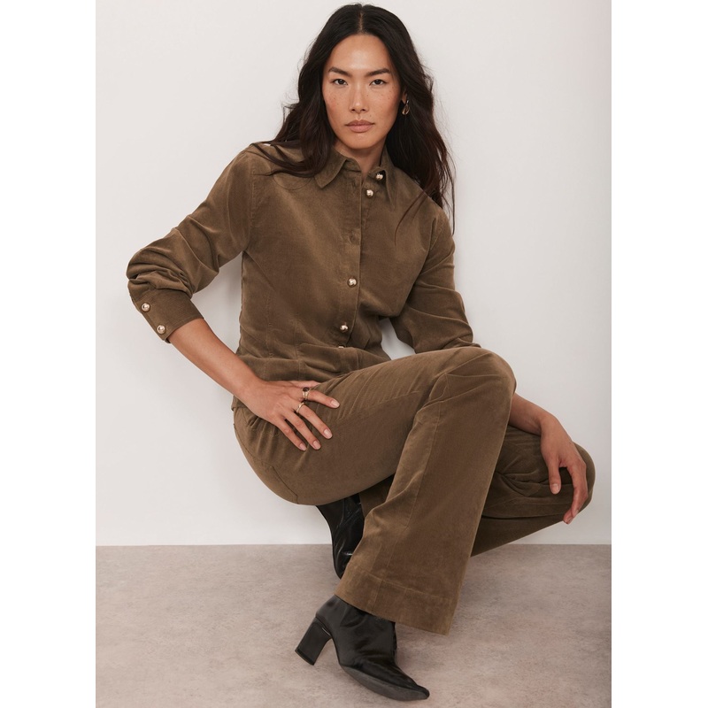 Brown Fitted Corduroy Shirt 06