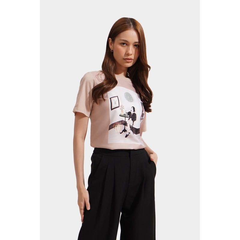 Caffeine Crew Graphic Tee Taupe Extra Small